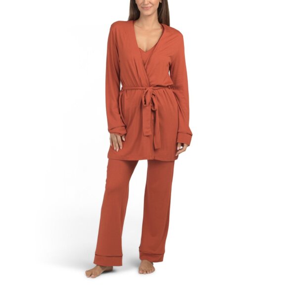 COSABELLA Sahara 3pc Pima Cotton Blend Robe Camisole And Pants Set - Picture 1 of 2